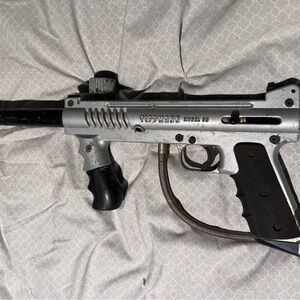 Silver and Black Paintball Marker